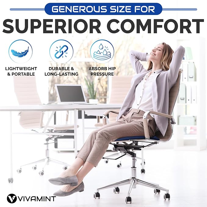 Large Gel Seat Cushion for Long Sitting, Cooling Gel Cushion for Office Chair, Tailbone Sciatica Coccyx Pain Pressure Relief Orthopedic Seat Cushion, Double Handles Non Slip Cover for Car Wheelchair - Image 9