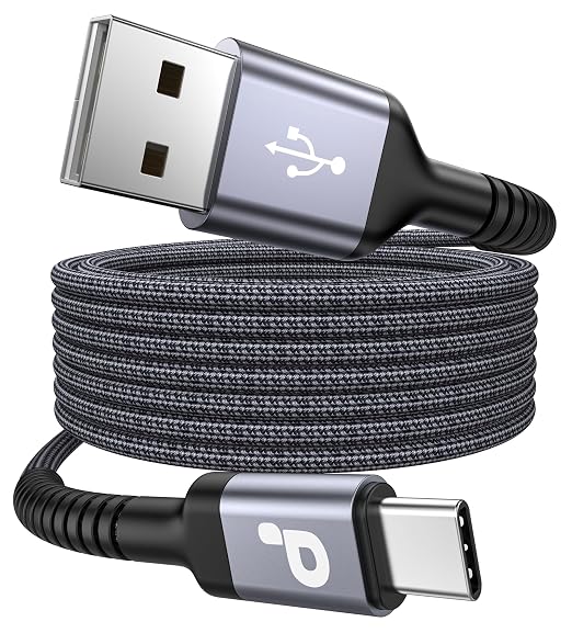 Extra Long USB A to USB C Cable 15FT, USB C Cable Fast Charging, Upgraded | Extra Durable Braided USB C Cord for iPhone 17 16 15 Pro Max, MacBook Pro, Sam sung Galaxy S10 S9 Plus, LG and More-1Pack by PRAKIE