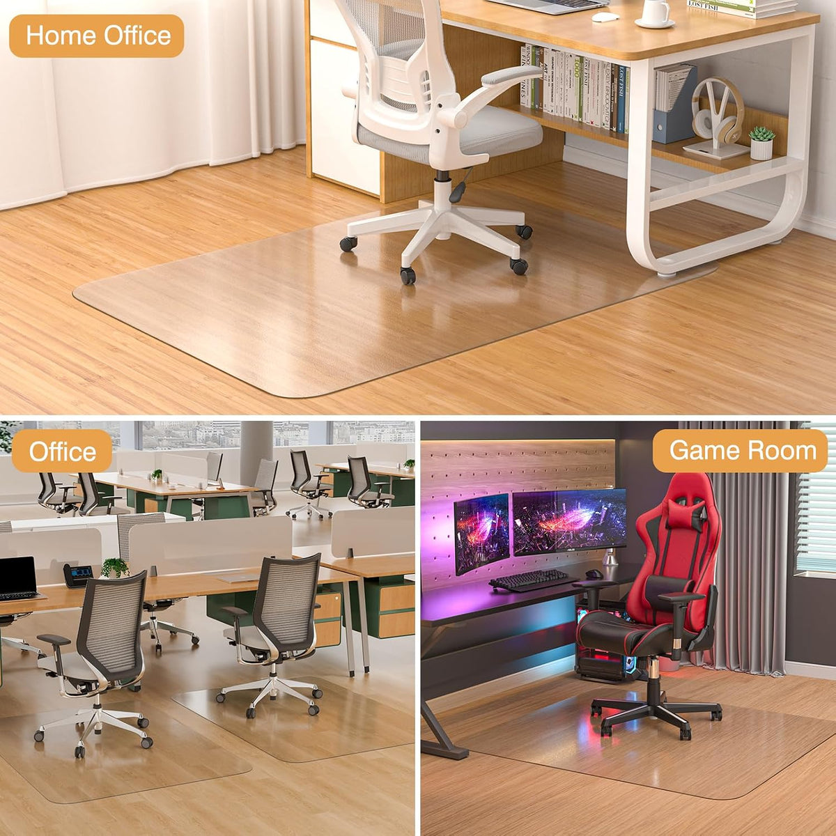 Office Chair Mat for Hardwood Floor, 46" x 60" Clear Plastic - Image 5