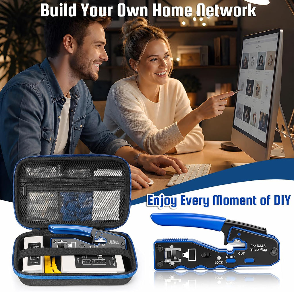 RJ45 Crimp Tool Kit with Case, Pass Through Ethernet Cat5 Cat6 Crimper - Image 5