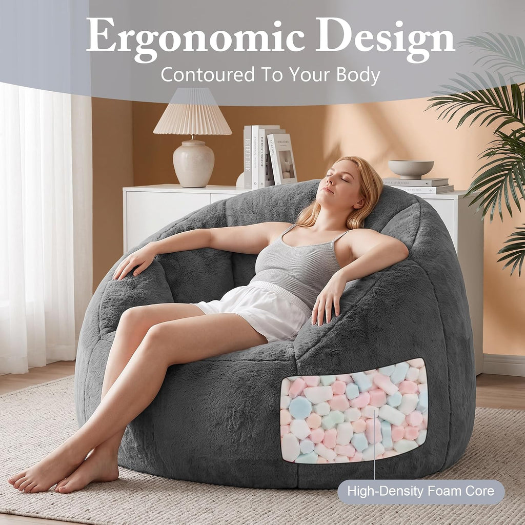 Gericco Giant Bean Bag Chair for Adults, Oversized Shell Shape Bean Bag - Image 5
