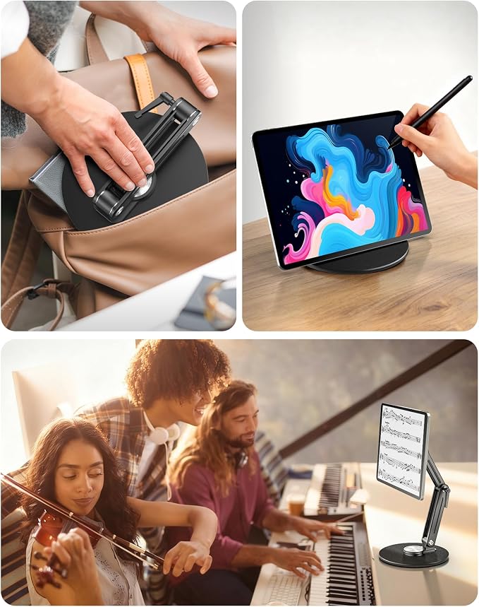 Jakeko Magnetic Portable Monitor Stand VESA Mount 75mm Travel 360° Swivel | L-Shaped Hand Wrench,13.3" 14.1" 15.6" 17.3" 18.5 Inch Screen,Thickened Base,Fully Folds Flat For Easy Storage,Solid Aluminum - Image 6