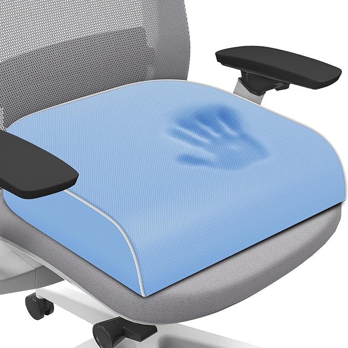 SweetSlubr Seat Cushion, Chair Pad, Memory Foam Tailbone Pain Relief | Office Chair Cushion for Tailbone Pain Relief, Non-Slip Cover, Soft Support for Office Chair, Car Seat,2X-Large/Light Blue by Unknown