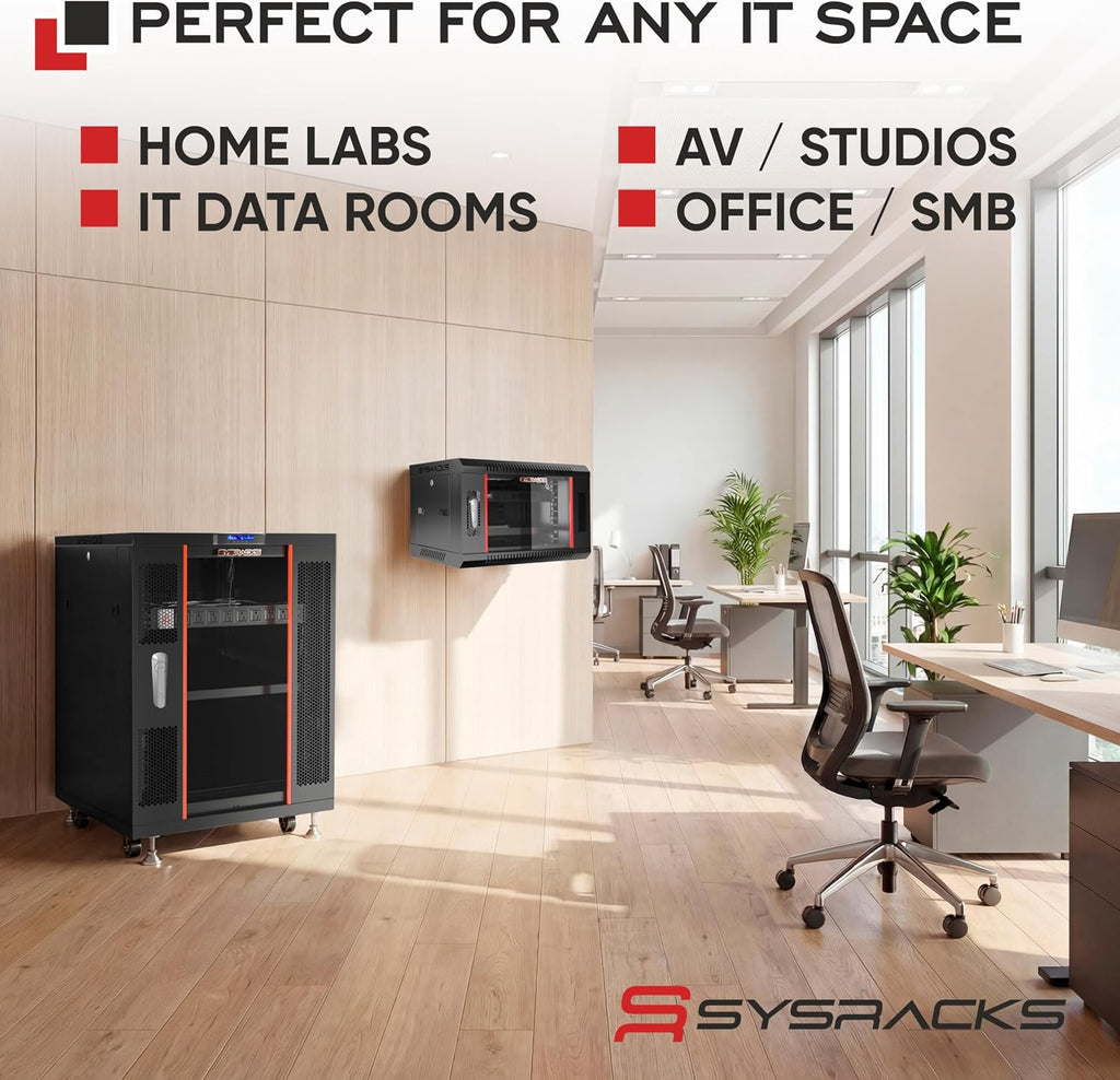 Sysracks 18U Wall Mount Server Rack Cabinet, 18-Inch Deep, Black - Image 8