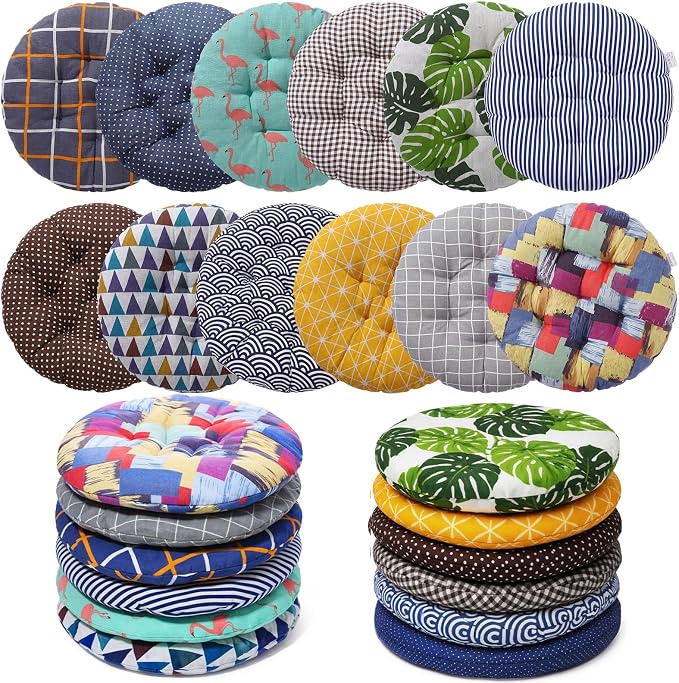 12 Pcs Bulk Floor Pillows Cushion for Kids Classroom,Playful Color,Round | 15.7" Seating Cushions for Classroom Reading Corner Students Nursery Daycare Yoga Tatami Kindergarten by Geetery