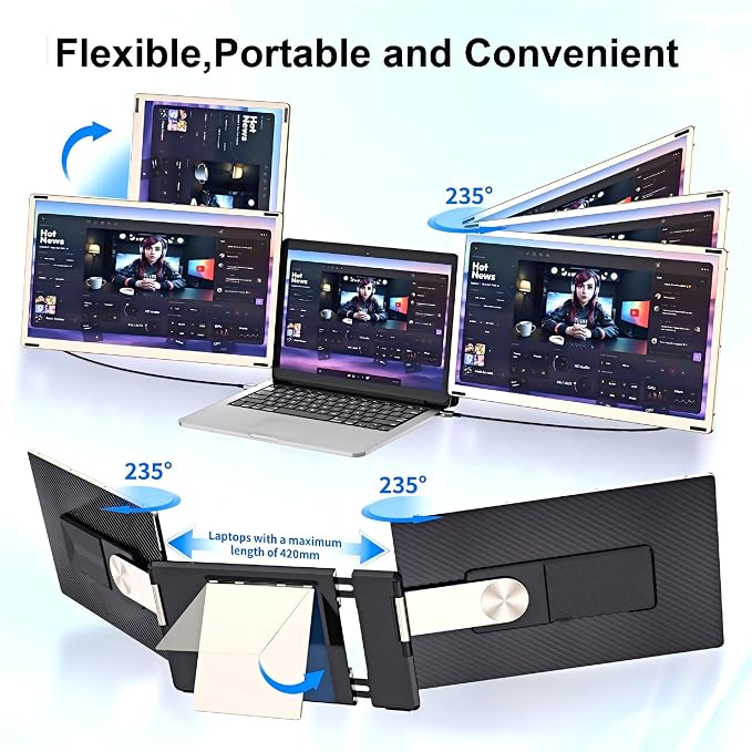 CIDETTY Laptop Screen Extender Monitor Portable, 15.6" FHD Monitor Extender Detachable Monitor for Laptops, Triple Laptop Monitor Extender compatiable with Windows, Mac, Android, Chrome, Switch & PS - Image 4