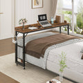 MAHANCRIS Overbed Table with Wheels, Mobile Bed Desk for Queen Size, Rustic by MAHANCRIS