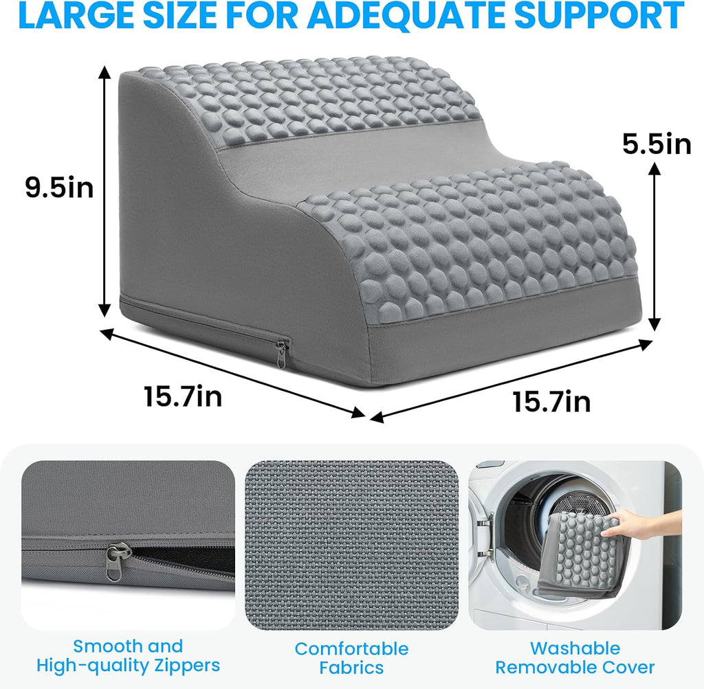 Foot Rest for Under Desk with Massage Dots, 3-Tier Foot Stool, Grey - Image 3