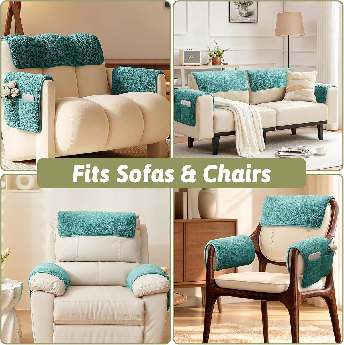 Universal Sherpa Recliner & Armchair Covers with Pockets - Image 7
