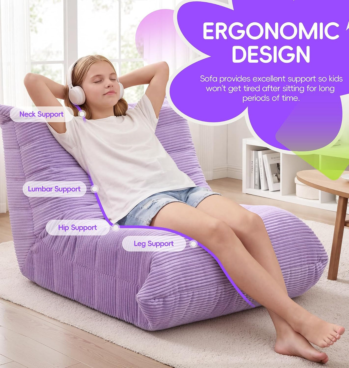 Hobestluk Medium Bean Bag Chairs Lounge Floor Chair BeanBag Couch Togo Sofa - Image 4