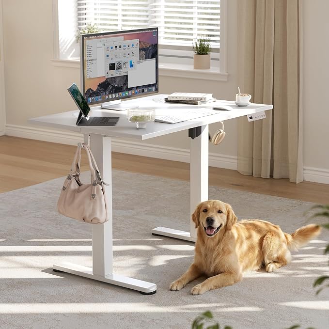 YDN 40 x 24 Inch White Electric Standing Desk | Adjustable Height, Sit Stand, Cable Management, Ergonomic, Home Office - Image 2