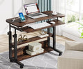 Tribesigns Portable Desk with Power Outlets, Height Adjustable Side Table Sofa Couch Bedside Laptop Computer Cart with USB Charging Ports, Mobile Small Standing Desk with Keyboard Tray by Unknown