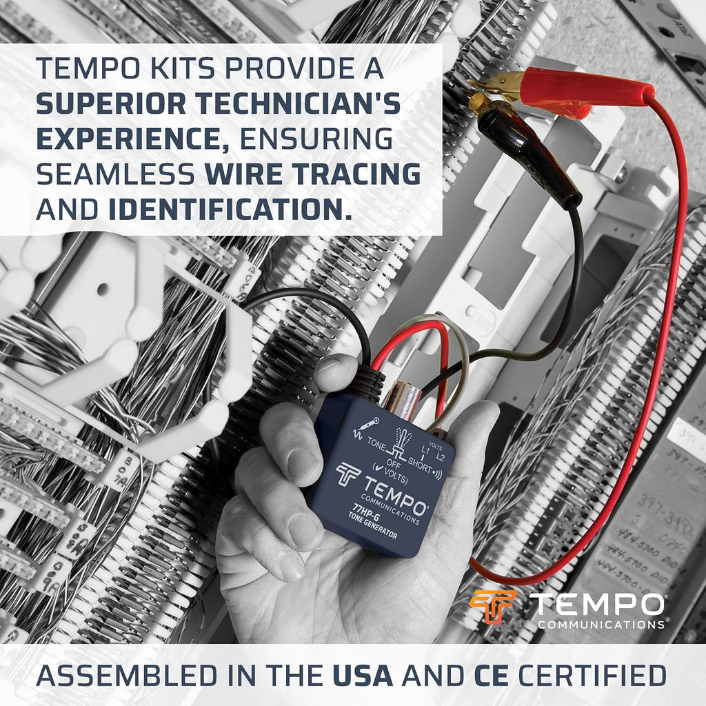 TEMPO 77HP-G/6A Tone Generator w/ABN Clips | Cable Tracing, Continuity Testing, Polarity Testing | RJ11, RJ45 | Twisted Pair & Coaxial Cables | Professional Grade Wire Tracer - Image 4