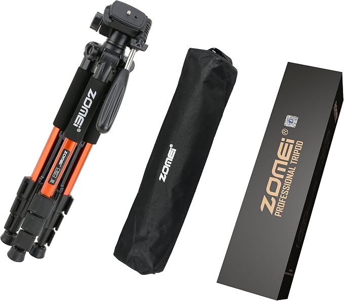 Compact Light Weight Travel Portable Aluminum Camera Tripod Q111 55" for Canon Nikon Sony DSLR Camera YouTube Phone with Carry Case (Orange) - Image 6
