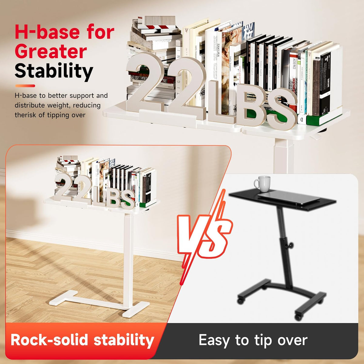 Okin Overbed Bedside Table with Wheels, Adjustable Medical Tilt Top Hospital Bed Table Over The Bed, Rolling Desk Mobile Standing Desk for Hospital Home Use (White) - Image 7