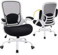 400lbs Heavy Duty Office Chair, Computer Desk Chair(White&Black) | Office and Home, 5" Thickened Seat, Ergonomic with Adjustable Armrests, Mesh Executive Chair by HYLONE
