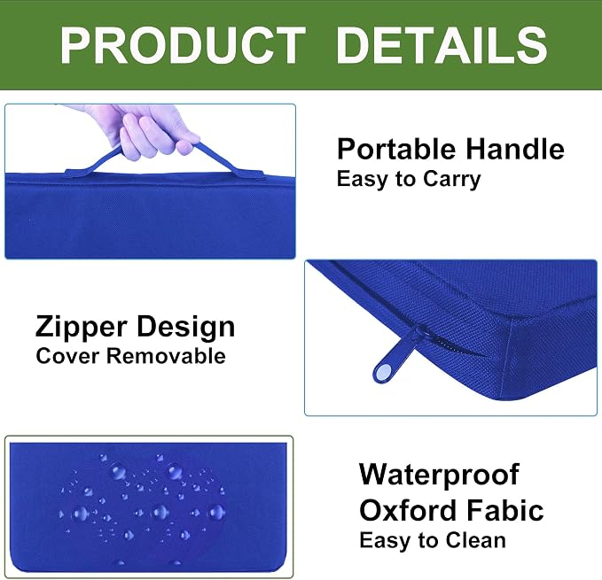 Multi-Functional Stadium Seat Cushions 2 Pack, Waterproof Oxford Filled with High Resilence Sponge, for Any Outdoor Events Use (Blue) - Image 3