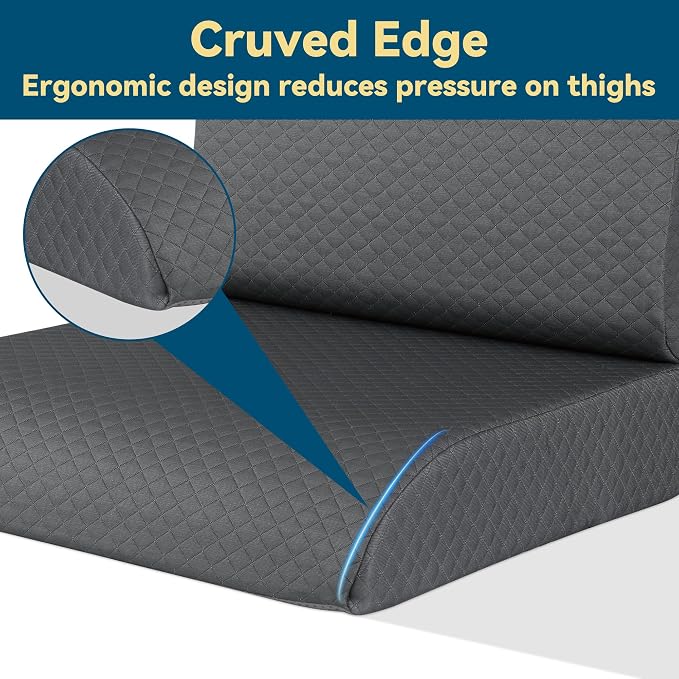 HOMBYS Extra Thick Recliner Chair Cushion with Lumbar Support Pillow for Elderly, 4.5" High Density Foam Seat Cushion, Breathable Fabric, 20"x20" Extra Large & Non-slip for Recliner, Office, Dark Grey - Image 4