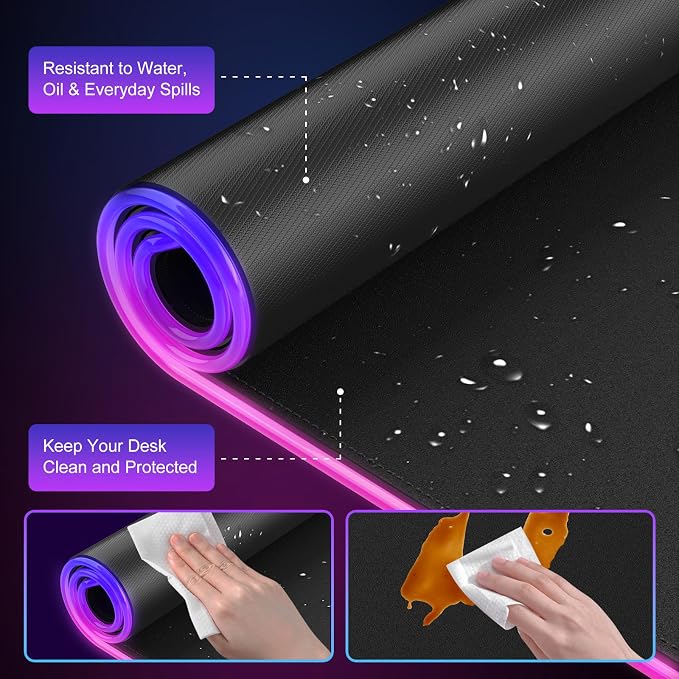 Wireless Charging RGB Gaming Mouse Pad with Foldable Phone Holder, Black | Charging Desk Mat, Large Desk Mat with Waterproof Surface, Ultra-Smooth Surface and Non-Slip Base for Gaming & Office - Image 8