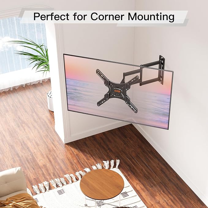 ELIVED Long Arm TV Wall Mount for 26-65" TVs, Max VESA 400x400, 77 Lbs Load | 37.4in long extension, full motion swivel & tilt, durable wall bracket for household flat screen TVs - Image 8