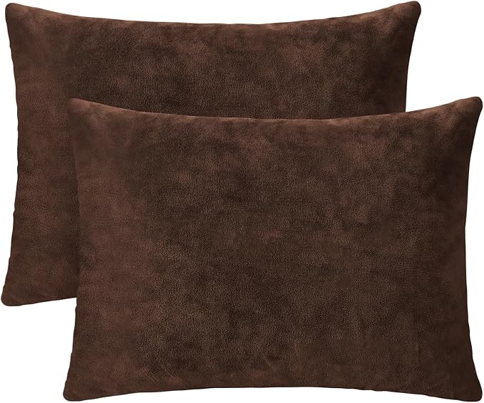 1 MIDDLE ONE 2 Pack Small Pillow, 16 X 12 Inches, Memory Foam Mini Pillow for Travel, Camping, Sleeping, Nap and Neck, Knee, Lumbar Support, Tiny Cushion for Pet, Dogs (Brown) by 1MIDDLEONE