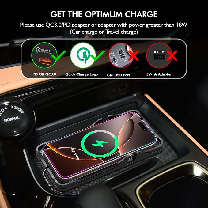 Wireless Car Charger Pad for iPhone 17/16/15/14/13/12 & Samsung, Non Slip Fast Wireless Charging Pad for Car Dashboard Console, Portable USB A Phone Charger for Vehicle SUV Truck Travel - Image 5