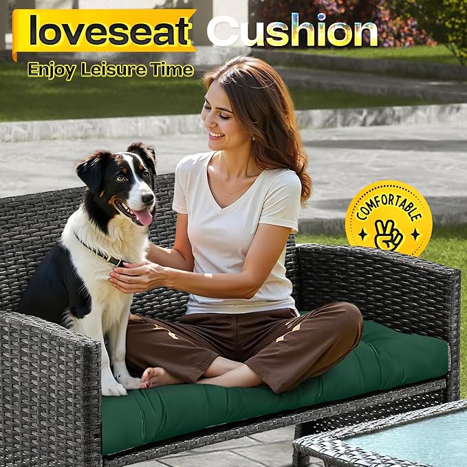 MAGIC ELEPHANT Outdoor Bench Cushion, Memory Foam Loveseat Cushion for Patio Furniture Wicker Chair, Settee Porch Swing Seat Cushion, 44 x 19 Inches (Green) - Image 6