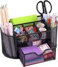 EOOUT Desk Organizer Black Mesh Pencil Holder 8 Compartments 1 Drawer | Black Desk Accessories, 8 Compartments, Pull-Out Drawer, for Pens Pencils Scissors Notes, School and Office Supplies by EOOUT