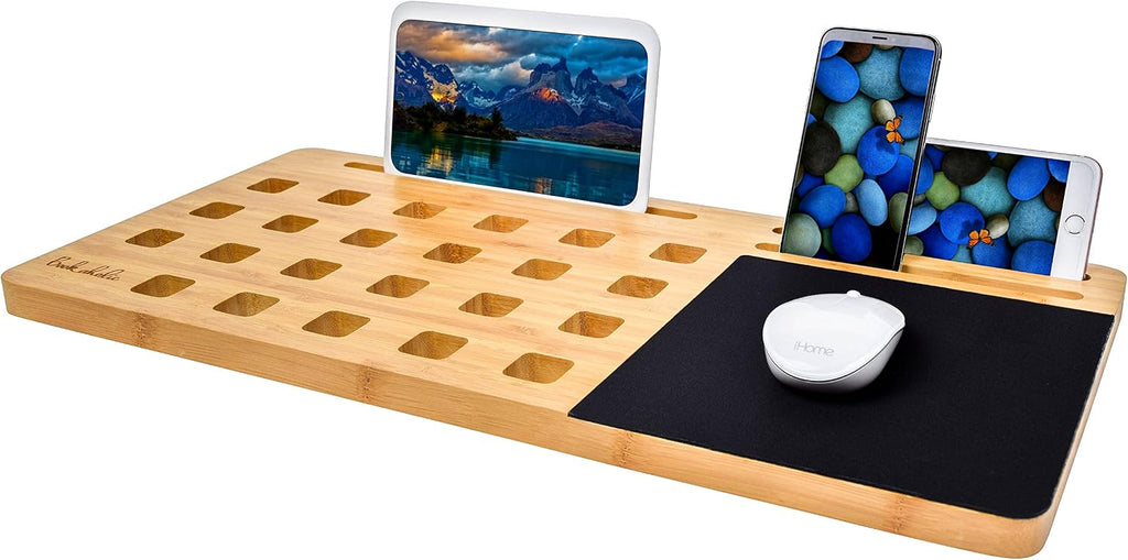 BOOKAHOLIC Lap Desk| Enhanced Organic Bamboo Lap Tray with Vent Holes & Built-in Fabric Covered Mouse Pad for 11",13",15" Laptops| Computer,Tablet, Phone Stand - Image 3