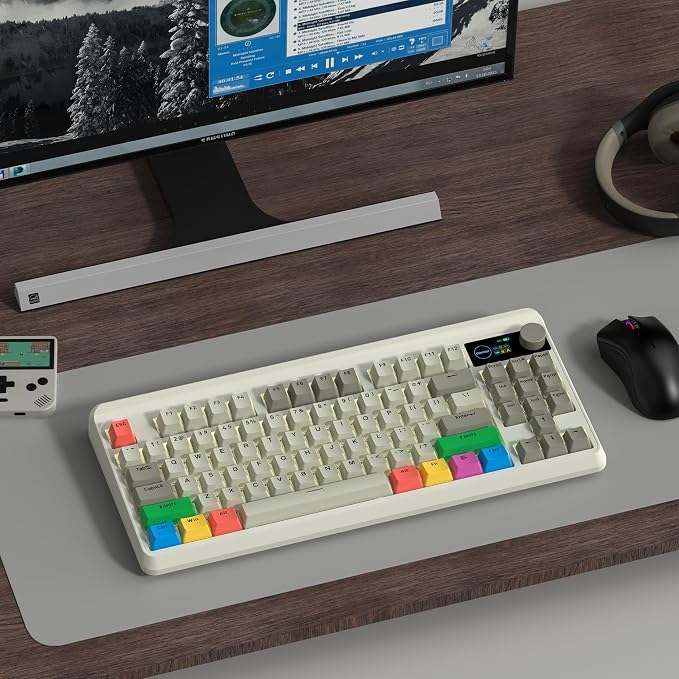 Womier Retro 75% Gaming Keyboard with OLED Display&Knob, M87 Pro Bluetooth 5.1/2.4GHz /USB-C Wireless Mechanical Keyboard with Hot-Swappable Custom Switch, Compact Gamer RGB Keyboard-Grey | M87 Pro Bluetooth 5.1/2.4GHz /USB-C Mechanical Gaming Keyboard... - Image 7