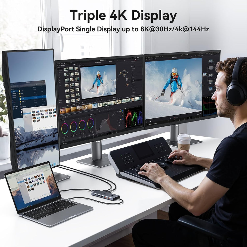 USB C Docking Station Dual Monitor 4K HDMI Laptop Docking Station 3 Monitor - Image 5