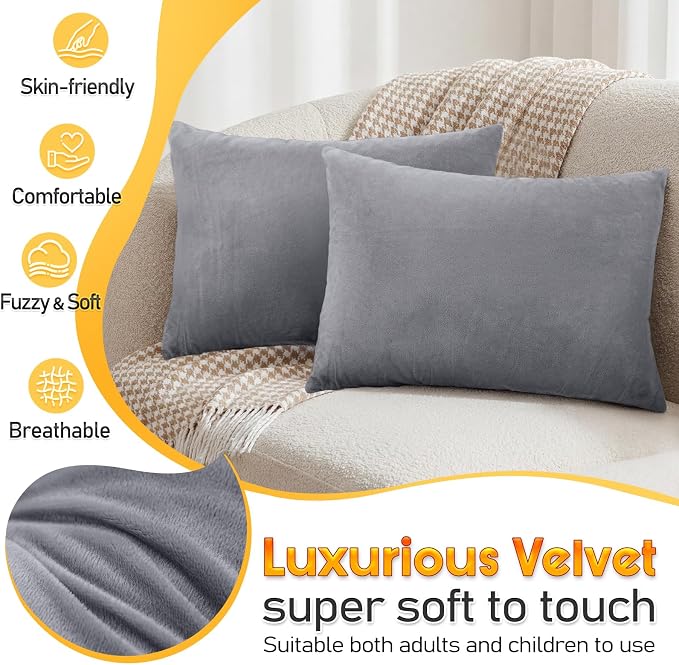1 MIDDLE ONE 2 Pack Small Pillow, 16 X 12 Inches, Memory Foam Mini Pillow for Travel, Camping, Sleeping, Nap and Neck, Knee, Lumbar Support, Tiny Cushion for Pet, Dogs (Grey) - Image 4