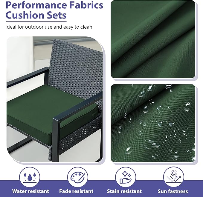 IPYNBAP Outdoor Chair Cushions Set of 4 -Waterproof Outdoor Seat Cushions for Patio Furniture, Patio Chair Cushion with Handle and Ties, Out Door Chair Pads,18.5x16x3-Square, Forest Green - Image 3