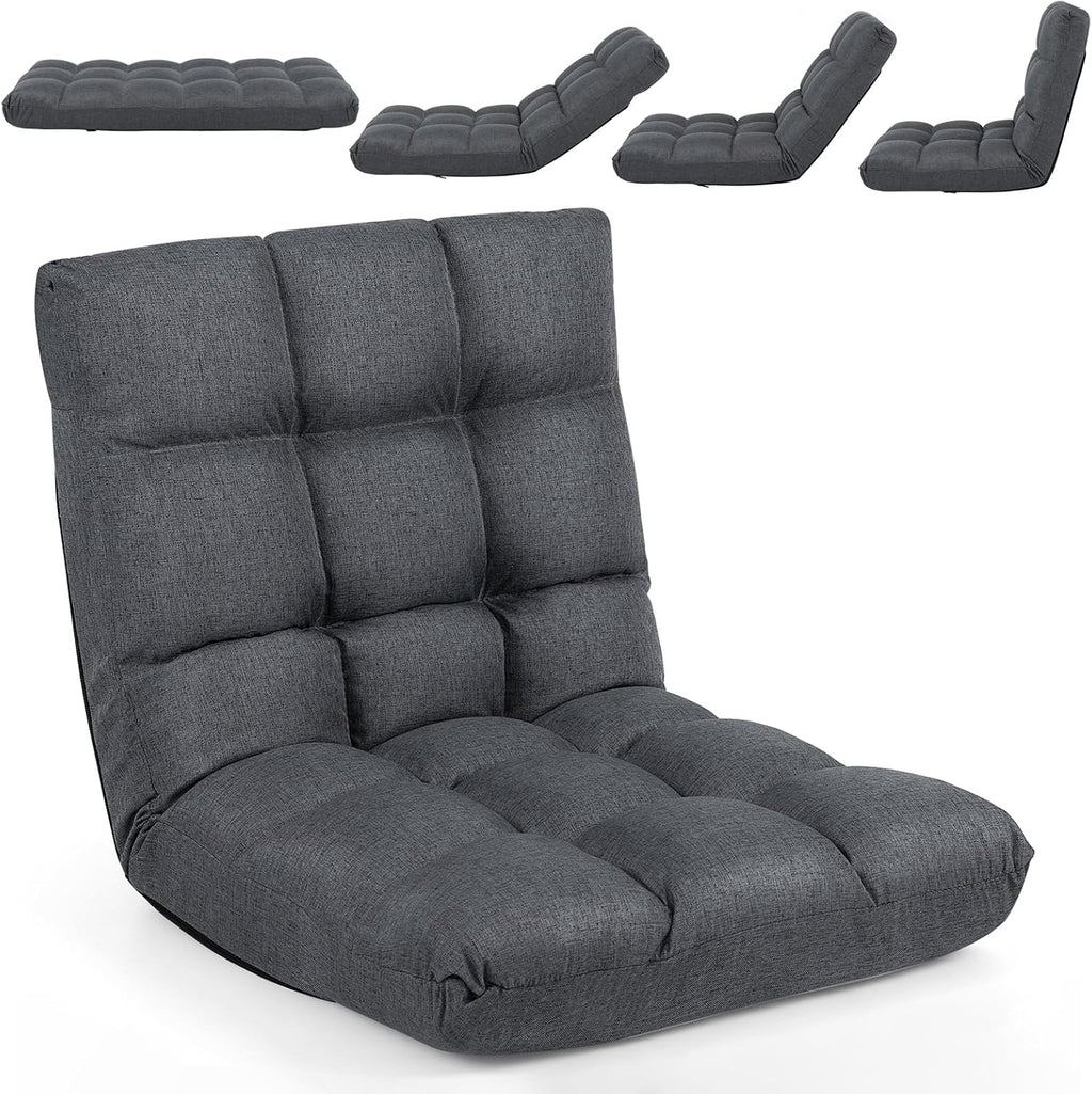 MEDIMALL Adjustable Floor Chair, Gaming Chair w/ 14-Angle Backrest, Grey by MEDIMALL
