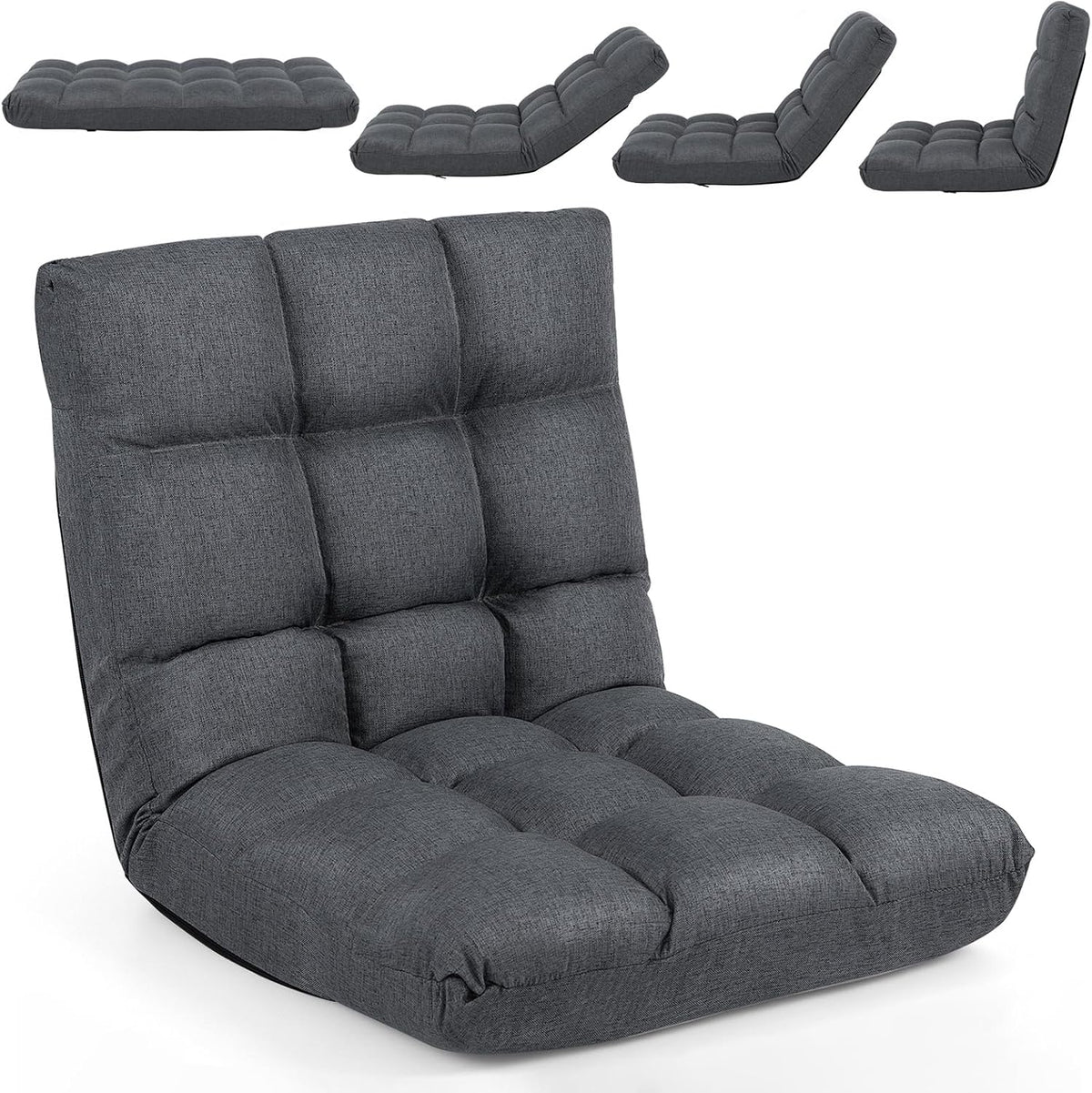 MEDIMALL Adjustable Floor Chair, Gaming Chair w/ 14-Angle Backrest, Grey by MEDIMALL