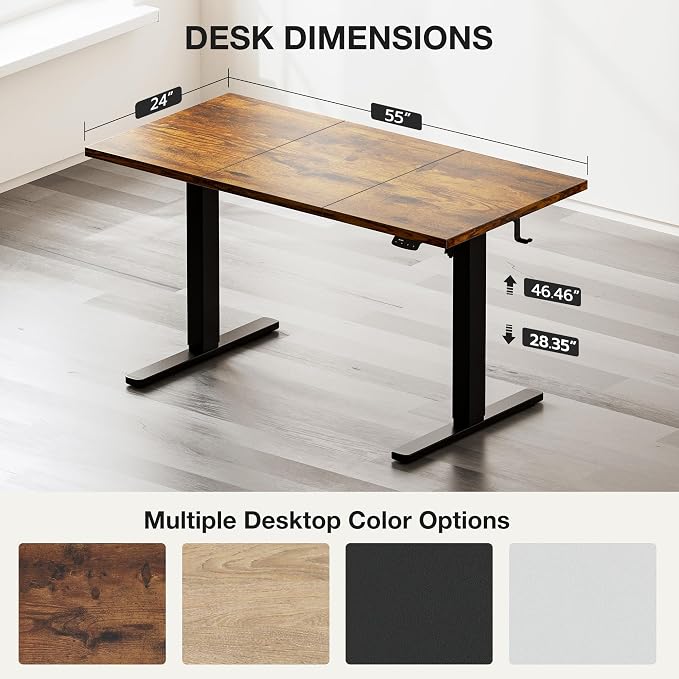 Electric Standing Desk with Cable Management,Rustic Brown Height Adjustable Desk with Memory Presets, Sit Stand Table for Work from Home, Ergonomic Computer Desk,55 x 24 inch - Image 3