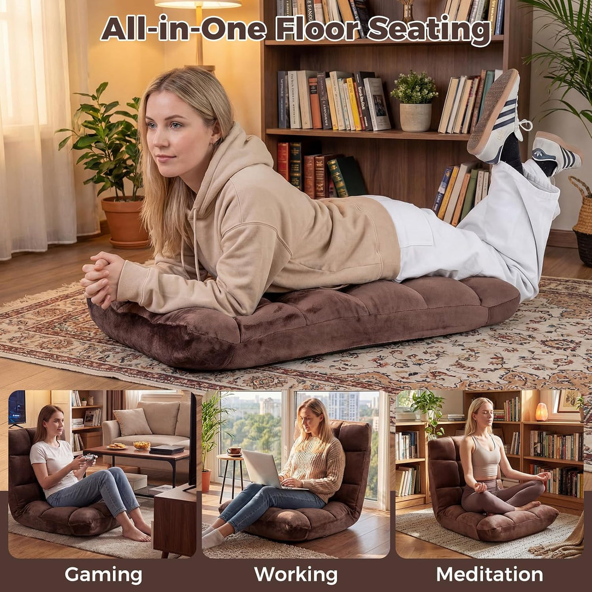 COSTWAY Floor Chair, Folding Floor Gaming Chair with Back Support - Image 8