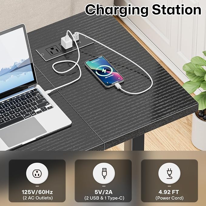 Small Mobile Standing Desk: 5-in-1 Charging Station - Power 5 Devices | Move & Charge in Any Room, Sit-Stand or Walk While Working, Store Supplies in Side Bags, Fits Small Spaces & Treadmills - Image 2