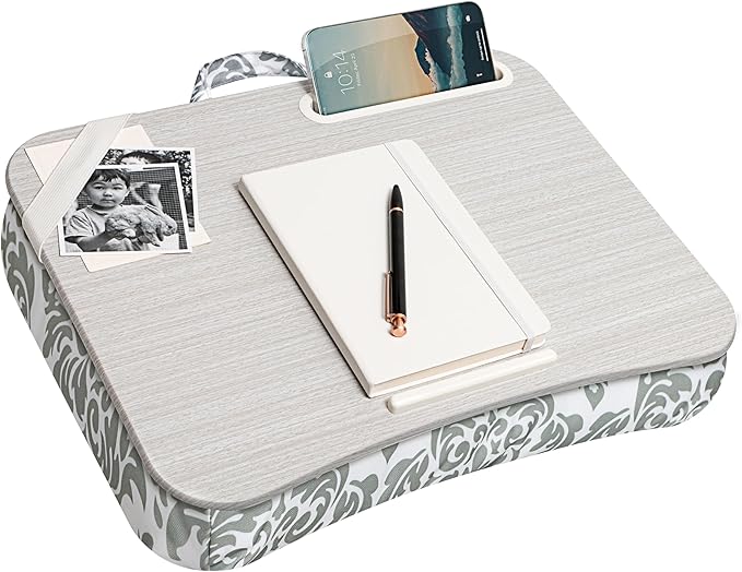 LAPGEAR Designer Lap Desk – Gray Damask, 2-Pack with Storage Basket - Image 2