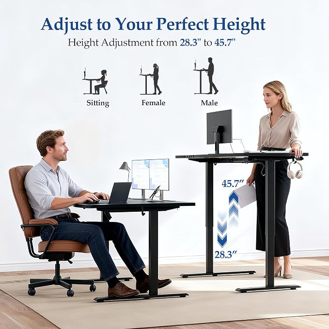 Klicelor L Shaped Standing Desk 55 x 31.5 Inch, Electric Height Adjustable Corner Desk for Home Office Workstation, Ergonomic Sit Stand Computer Table with Memory Controller, Black - Image 6