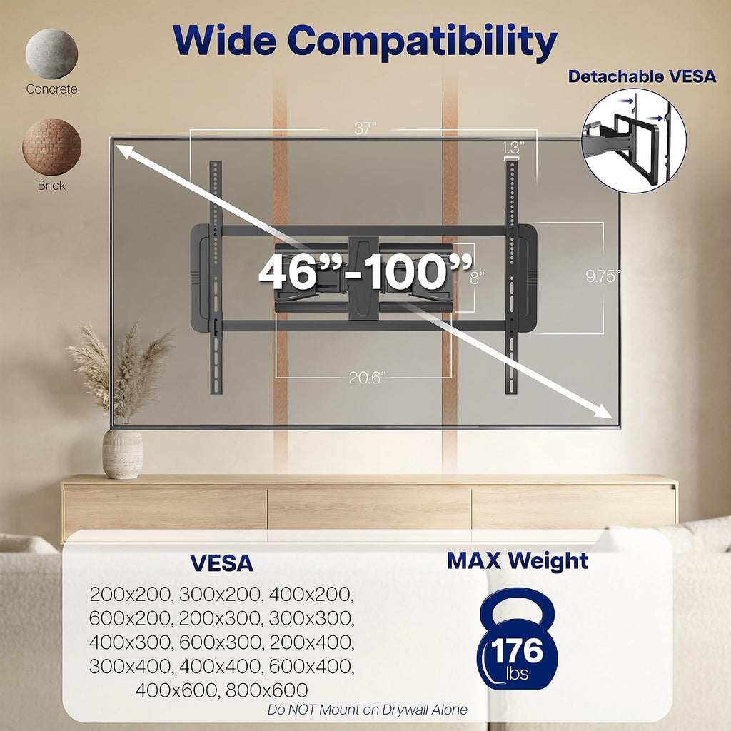 VIVO Black Ultra Slim TV Mount for 46-100 in Screens, MOUNT-TVUS100 - Image 9