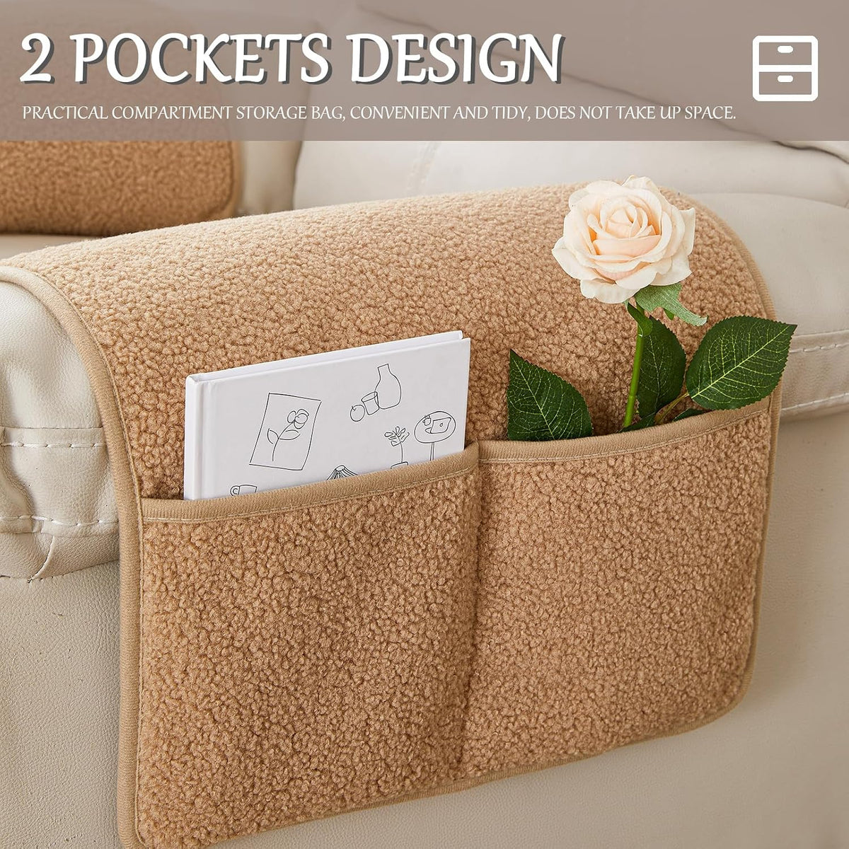 Armrest Covers for Recliners Couch Arm Covers with Pockets for Sofa - Image 4
