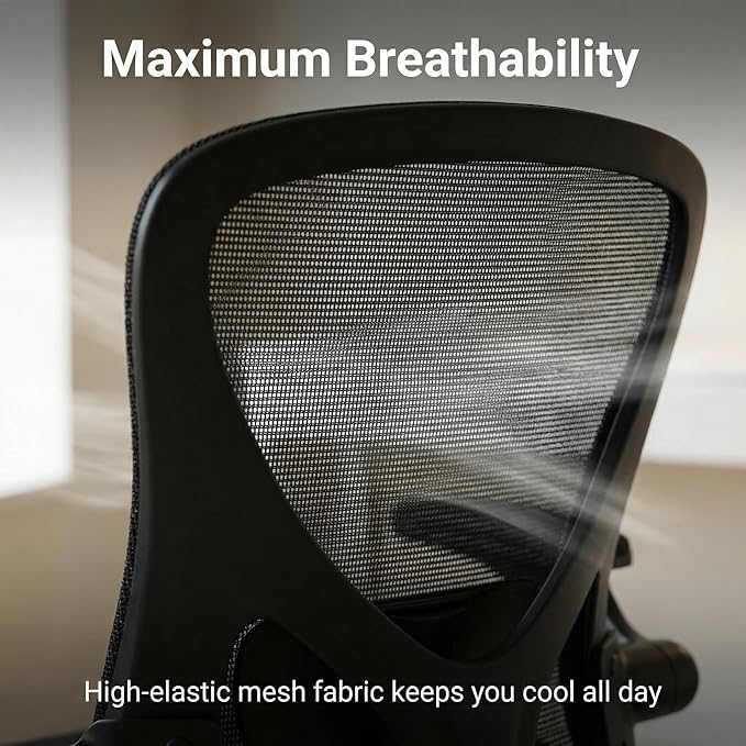 Ergonomic Office Desk Chair High Back Mesh Computer Chair Adjustable Chair | 360° Swivel Adjustable Lumbar Support & Flip-Up Armrests capacity 300 lbs capacity - Image 5