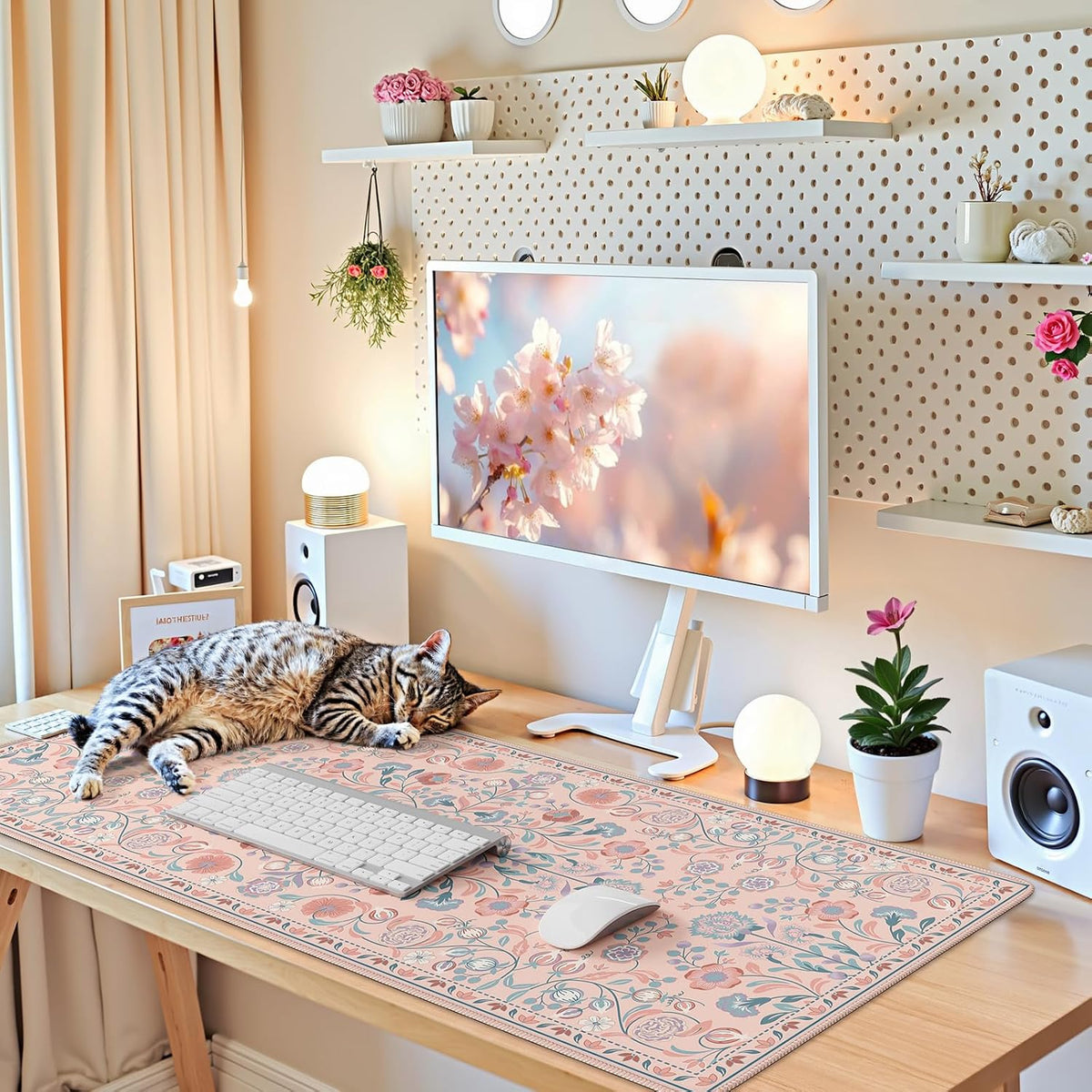 iCasso Desk Mat, Large Mouse Pad,35.4x15.7in,Peach Pink by iCasso