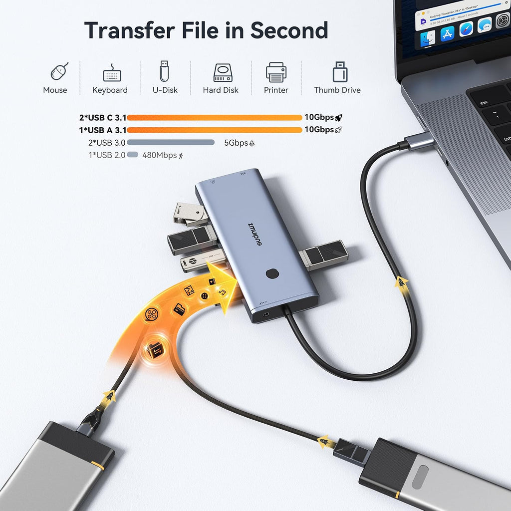 USB C Docking Station Dual Monitor HDMI for Dell HP, Laptop Docking Station USB Type C Hub Multiport Adapter Dongle Thunderbolt 3 USB-C to 2 HDMI,Ethernet,VGA,4 USB,PD,SD/TF,Audio for Lenovo,Surface - Image 5