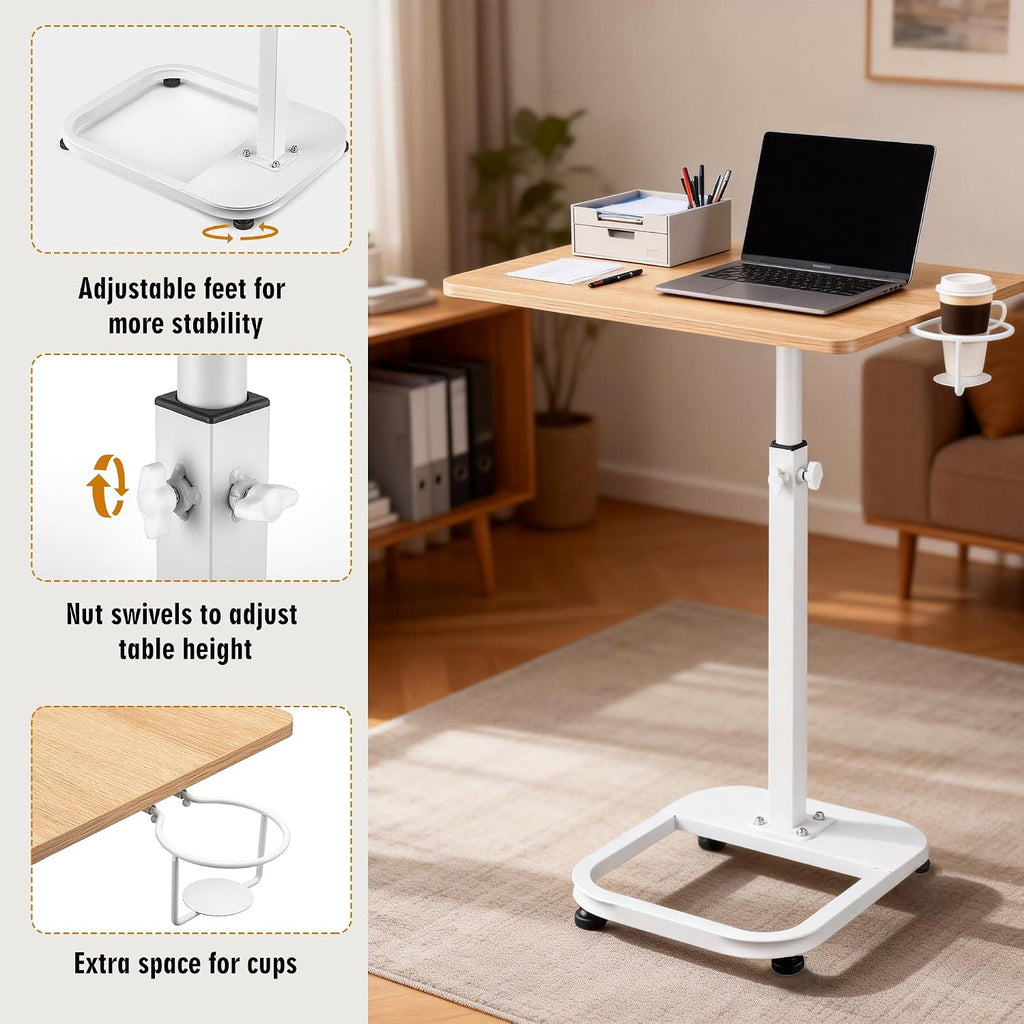 facka Adjustable C-Shaped TV Tray Table 18-32 Inch Height Couch Table - Image 4