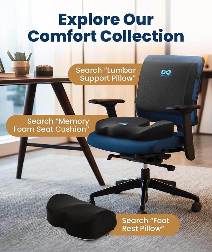 Everlasting Comfort Doctor Recommended Memory Foam Seat Cushion for Office Chairs & Car - Ergonomic Office Desk Accessories - Cushions for Tailbone Pain Relief, Sciatica (Black Airflow, Large) - Image 10