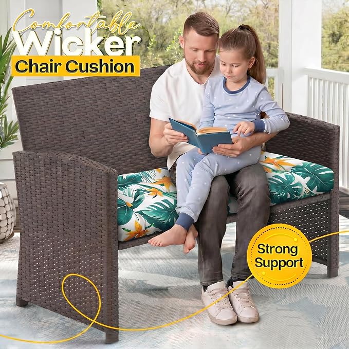 MAGIC ELEPHANT Outdoor Bench Cushion, Memory Foam Loveseat Cushion for Patio Furniture Wicker Chair, Settee Porch Swing Seat Cushion, 44 x 19 Inches (Tropical Monstera) - Image 7