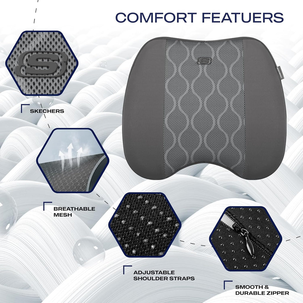 Skechers Seat Cushion, Air-Cooled Memory Foam for Office Chair and Car,Grey - Image 3