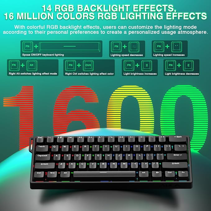 Aula WIN60 HE - 60% Mechanical Gaming Keyboard Wired, Magnetic Switch Hot Swappable, Adjustable Actuation Rapid Trigger Mode, 8000 Hz Polling Rate, RGB Small Keyboard 60 Percent Compact Design for PC - Image 7